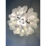 Lustre en cascade en verre de murano givré « selle »