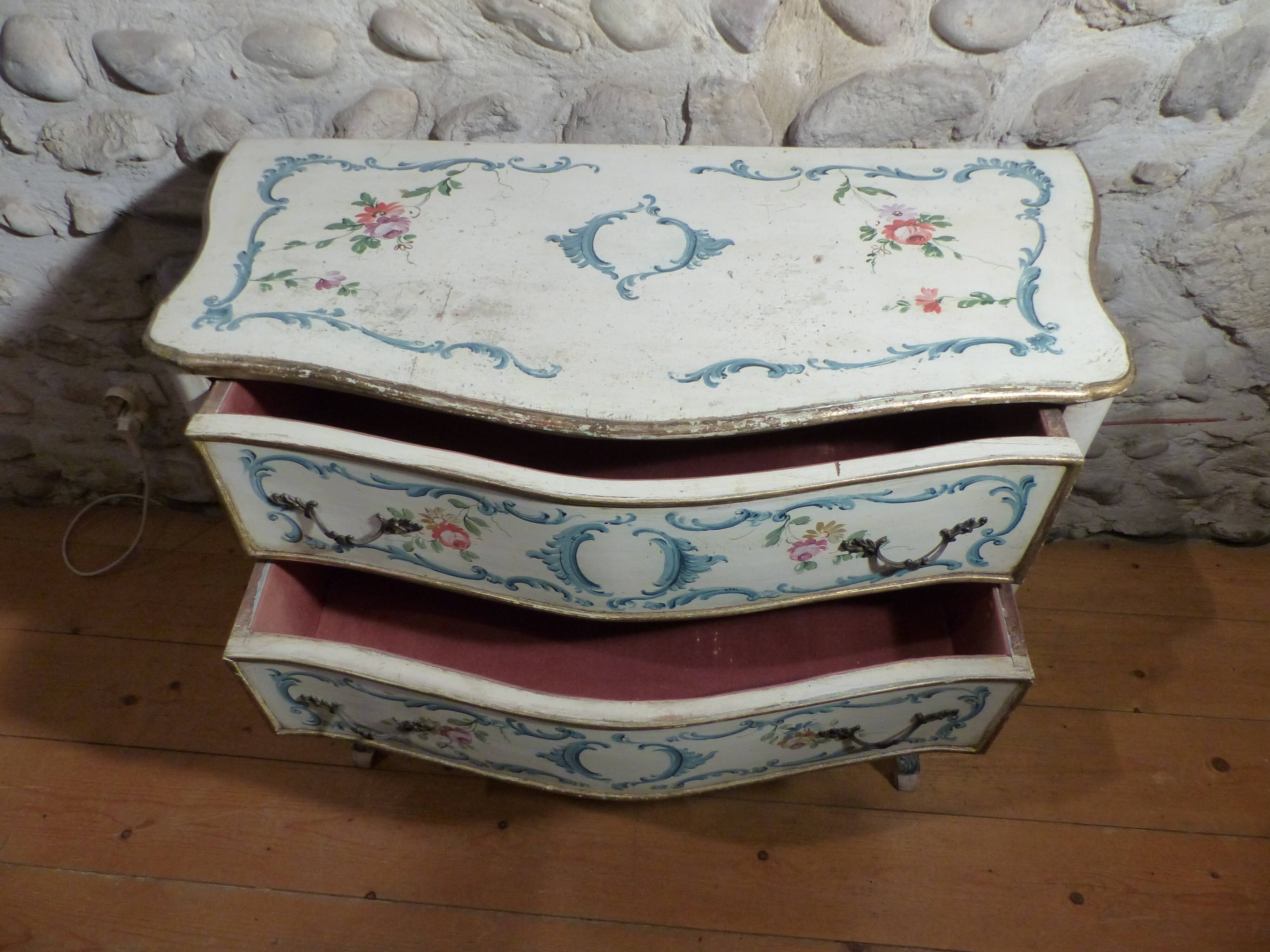 Italian dresser two drawers décor on beige background