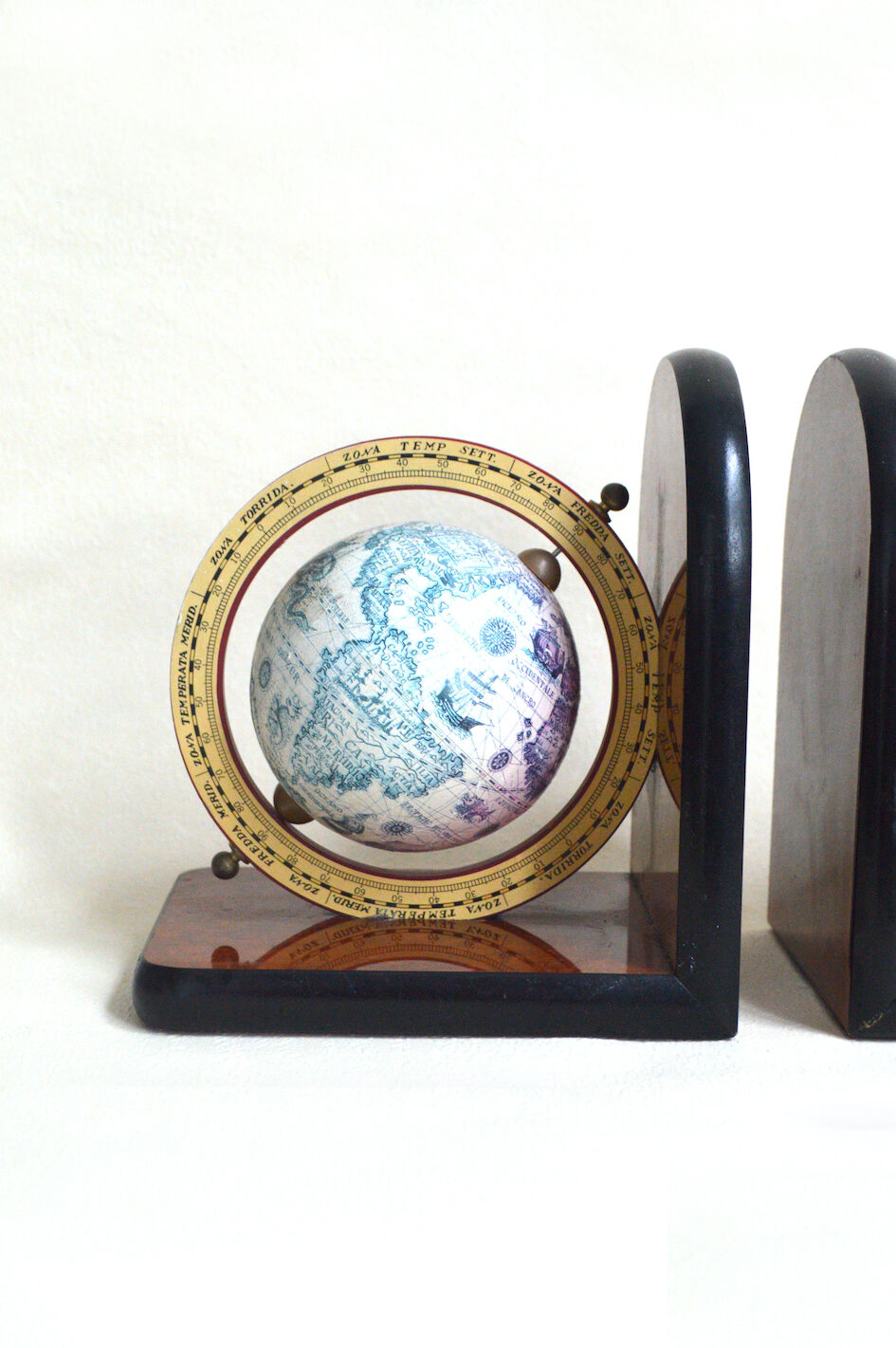 Pair of vintage bookends globes