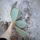 Flower suspension metal structure 6 petals in celadon green linen