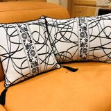 Square cushion, cover and insert, black and white. Ella model.