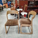 Pair of "Sled" chairs by Baumann in bent beech - Design 1960