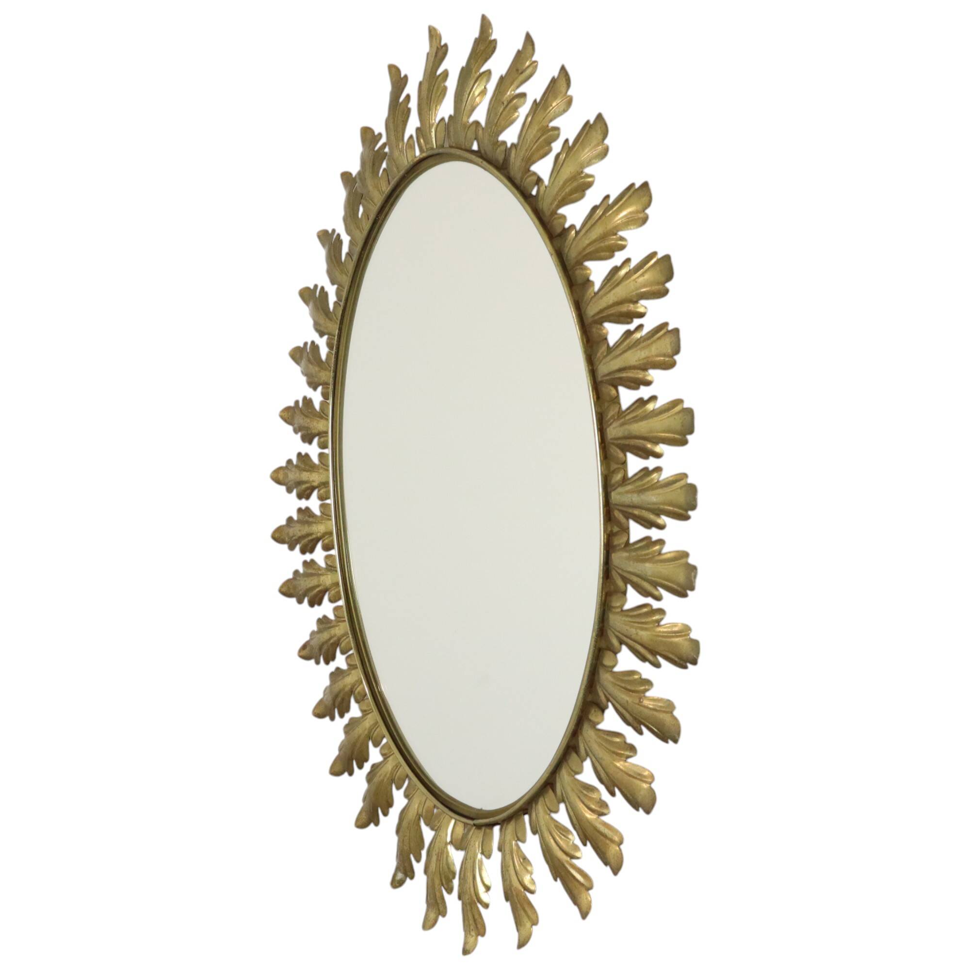 Vintage Deknudt Sun Mirror Sunburst Gold Acanthus Sixties