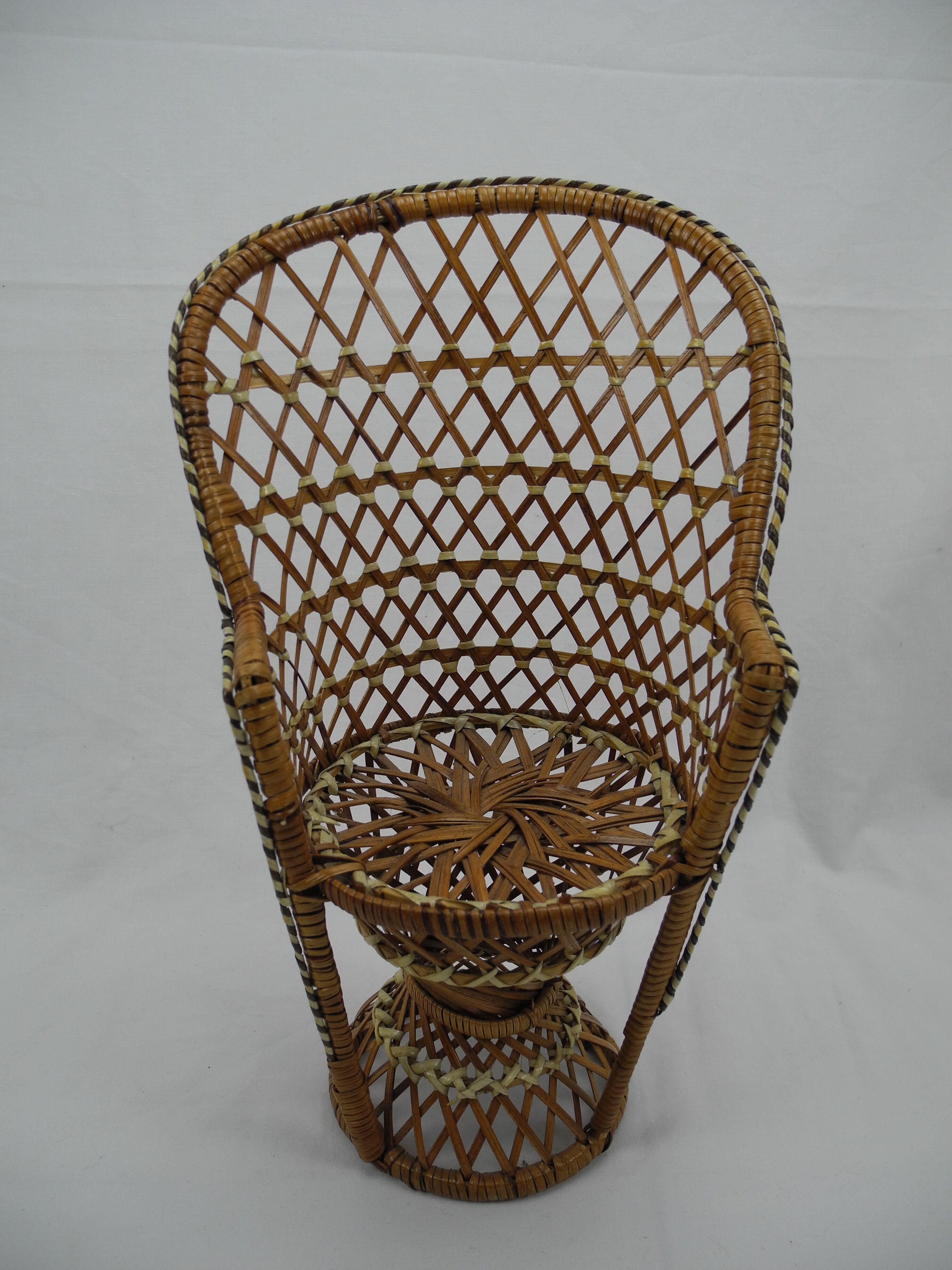 Emmanuelle style rattan doll armchair vintage toy