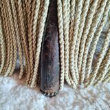 Green velvet toad armchair with fringes