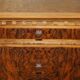 David Linley Burr walnut chest of drawers for light restoration.