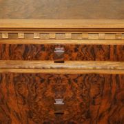 David Linley Burr walnut chest of drawers for light restoration.