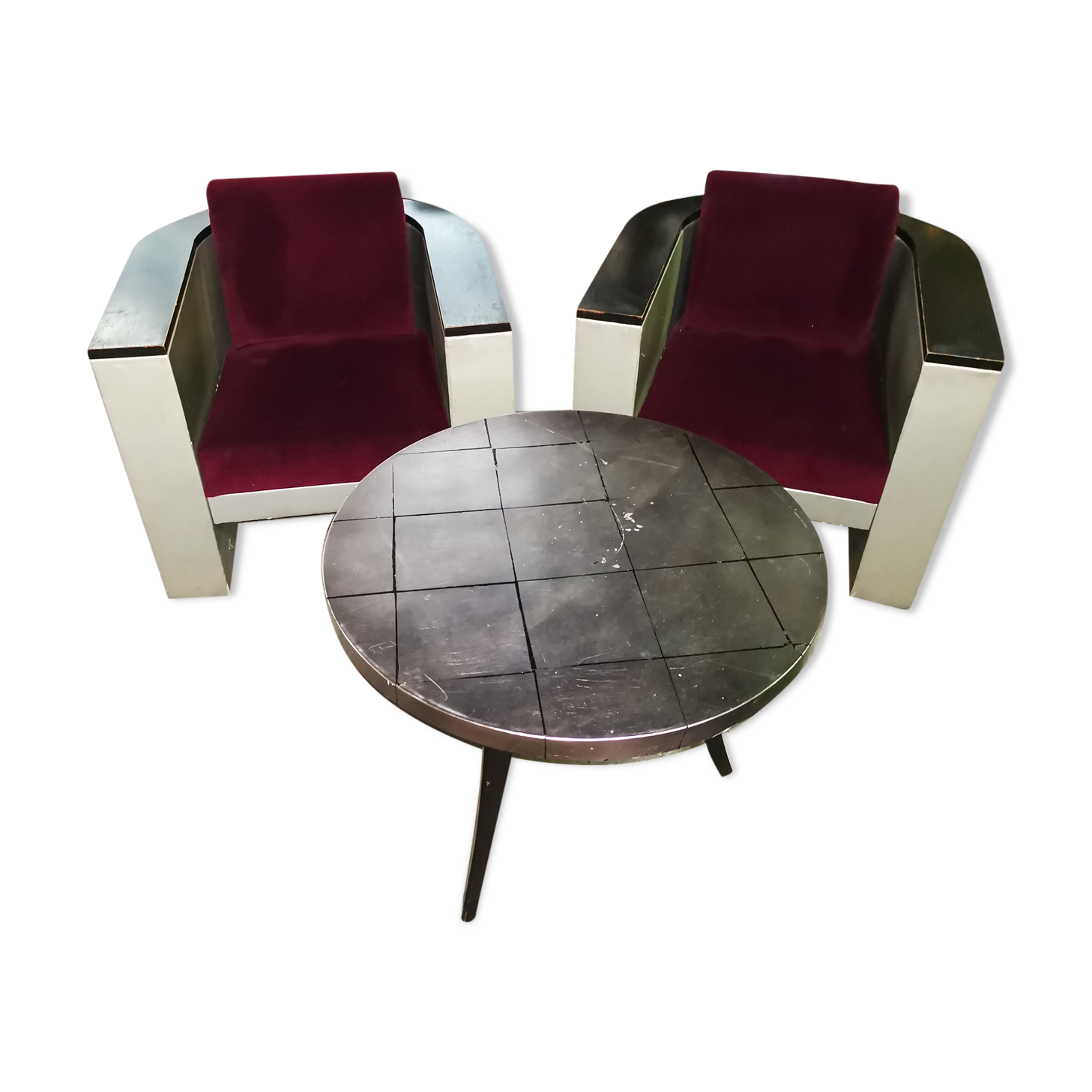 Set f 2 vintage club chairs and table