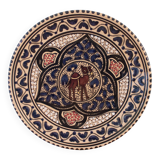 Vintage Hand Painted Tunisian Decorative Plate With Camel, Ornate Stoneware