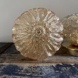 Set of two vintage amber glass wall lights