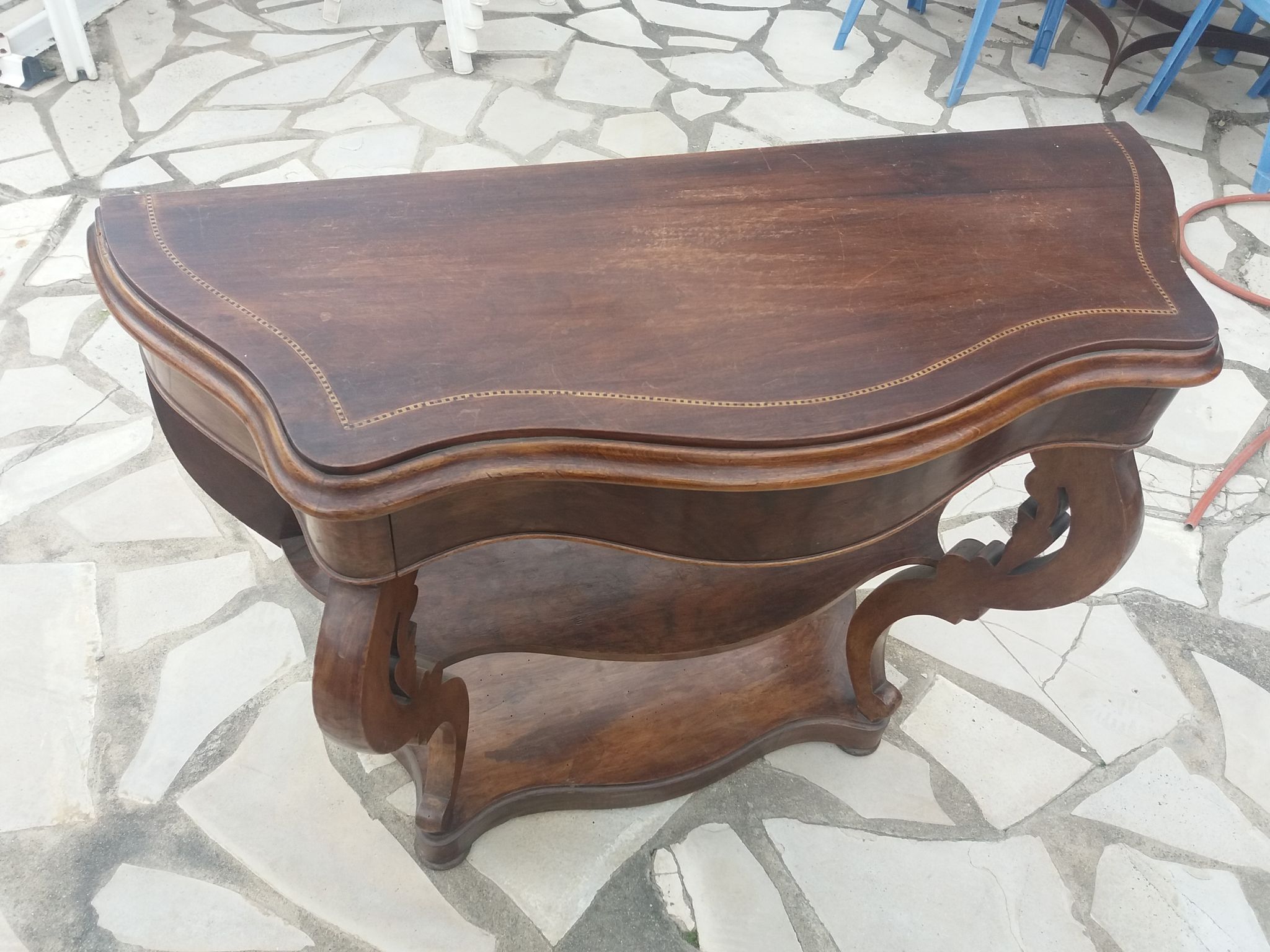 Late 19th century walnut console table