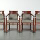 In very good condition Art Deco design dining chairs with fabric upholstery