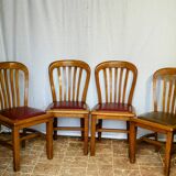 Set of four solid oak monastery style chairs