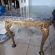 Louis XV coffee table in gilded bronze with a blue marble top (105x55 cm)