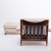 Beige Midcentury Lounge Chair with Ottoman Model "Sella" by Carlo de Carli