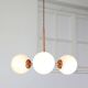 Mid-Century Modern Italian Chandelier in Copper and Opaline Glass, 1960s