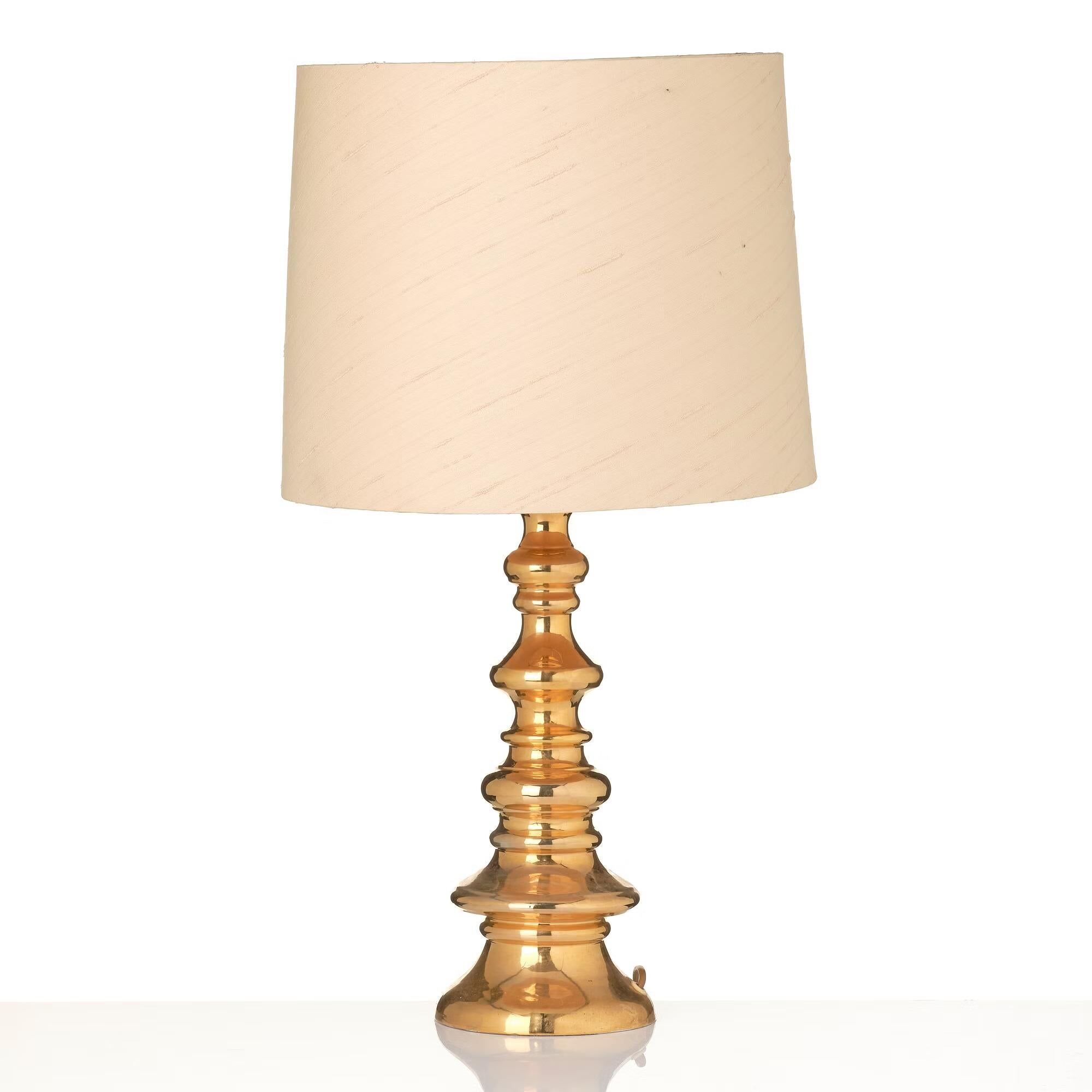 Bergbom's glazed ceramic table lamp gold model B-25 Sweden 960