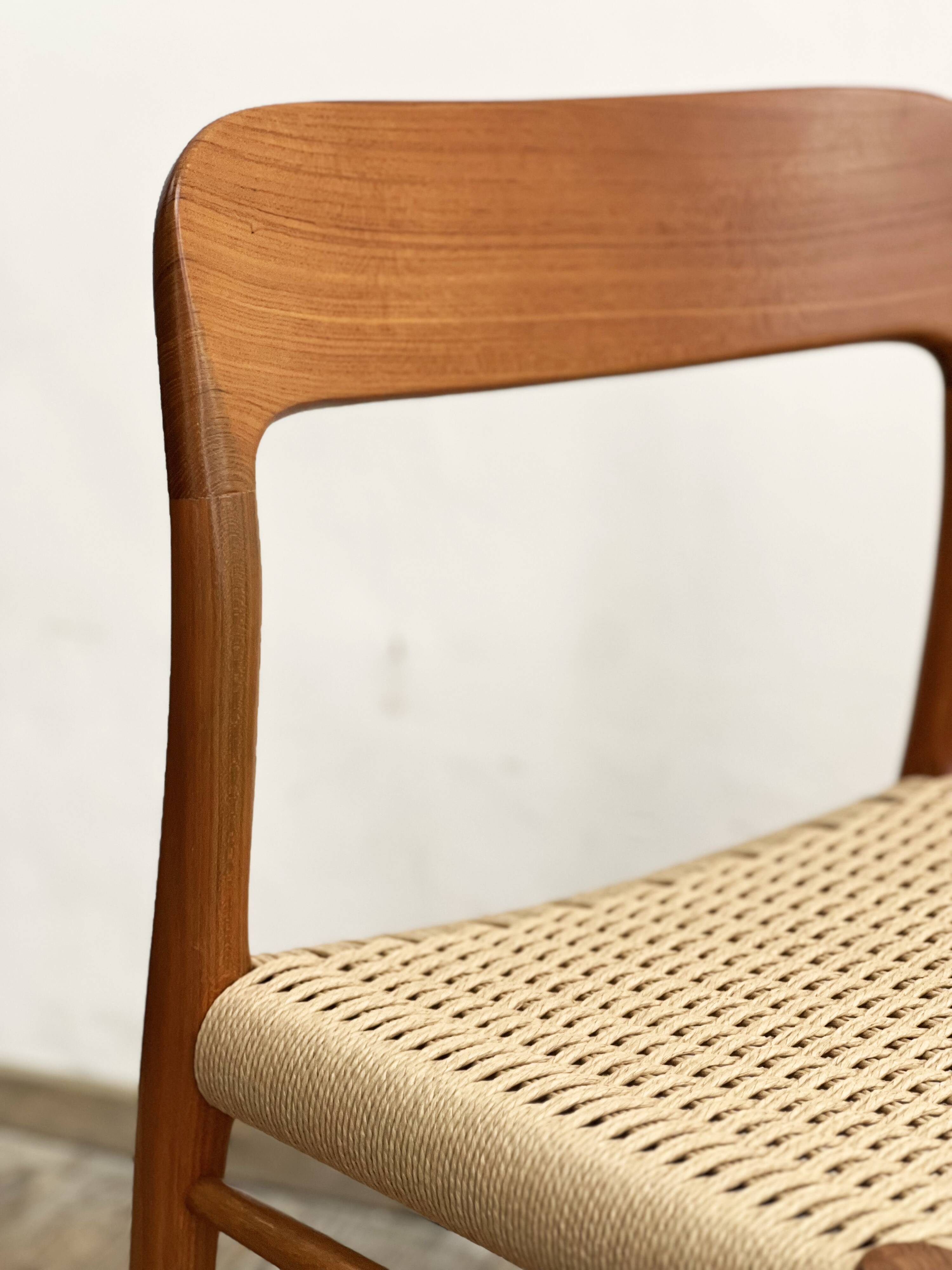 Mid-Century Model 75 Chairs in Teak by Niels O. Møller for J.L. Moller, 1950, Set of 2