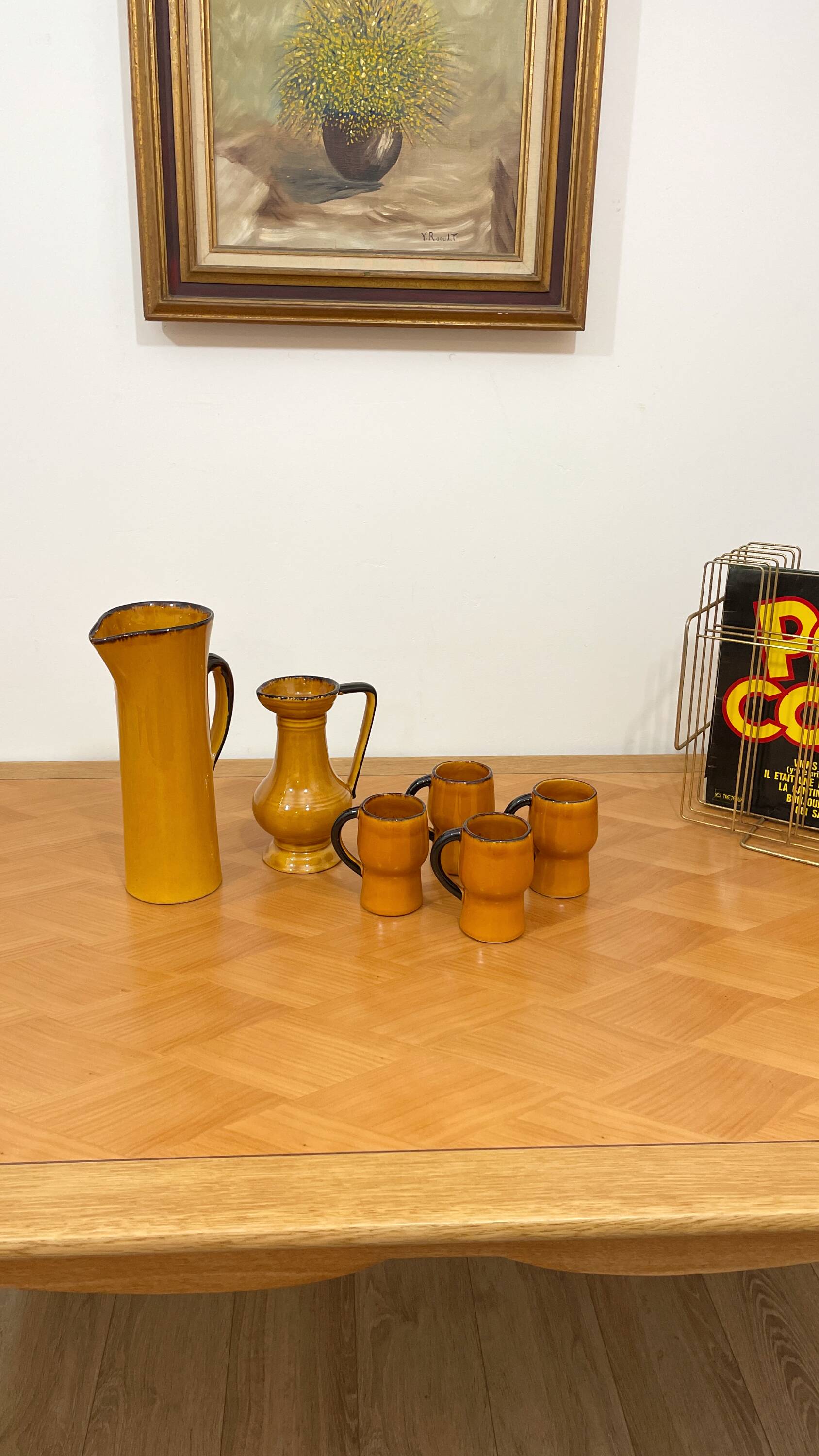 Ceramic orangeade service from Vallauris signed CPL - 1960s/70s