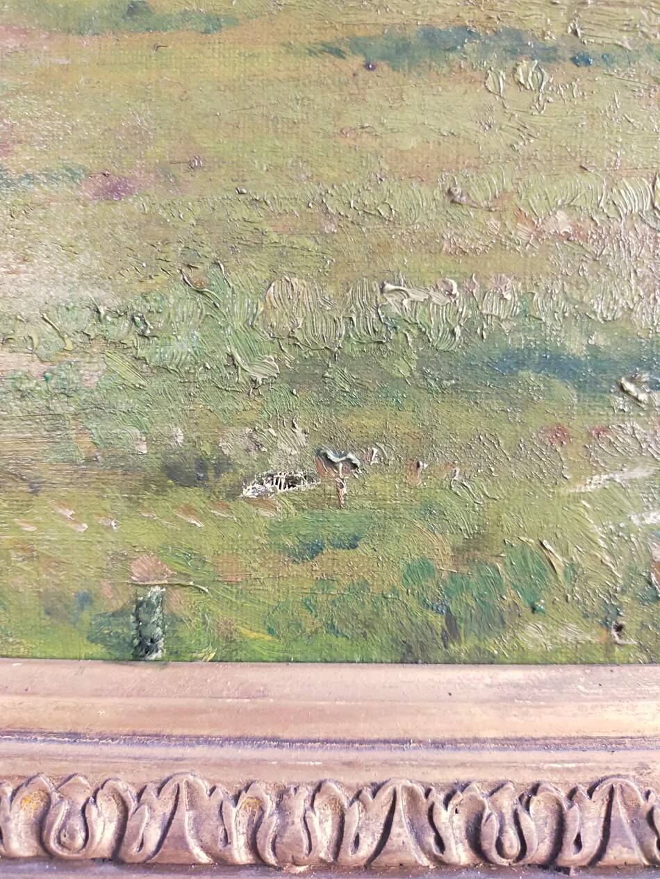 Ernest Victor Hareux (1847-1909) Oil on canvas painting Mountain landscape