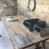 Àncienne table d’atelier sur tréteaux