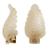 Pair of Barovier Style Mid-Century Modern Murano Glass Gold Leaf Sconces