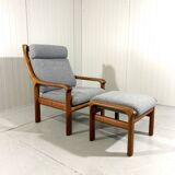 EMC Furniture teak highback easy chair & footstool Denmark 1970’s