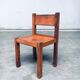 Elm and Cognac Leather Dining Room Chairs Set in the style of Pierre Chapo, Italy, 1960s, Set of 4