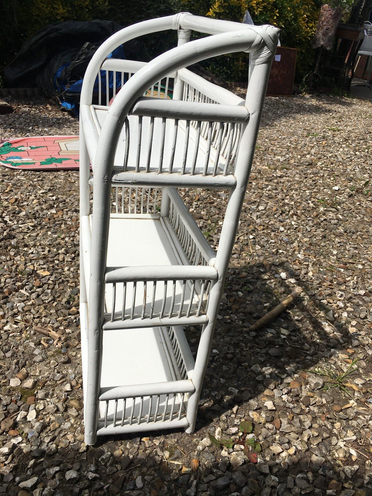 White rattan shelf cabinet