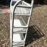 Meuble étagère en rotin blanc