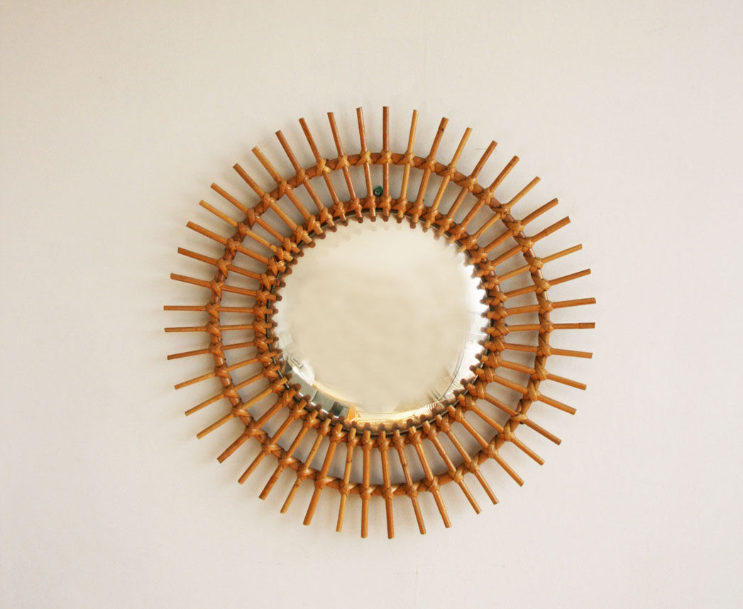 Mirror witch setting sun rattan 1960