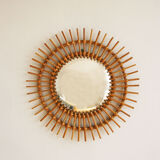 Mirror witch setting sun rattan 1960