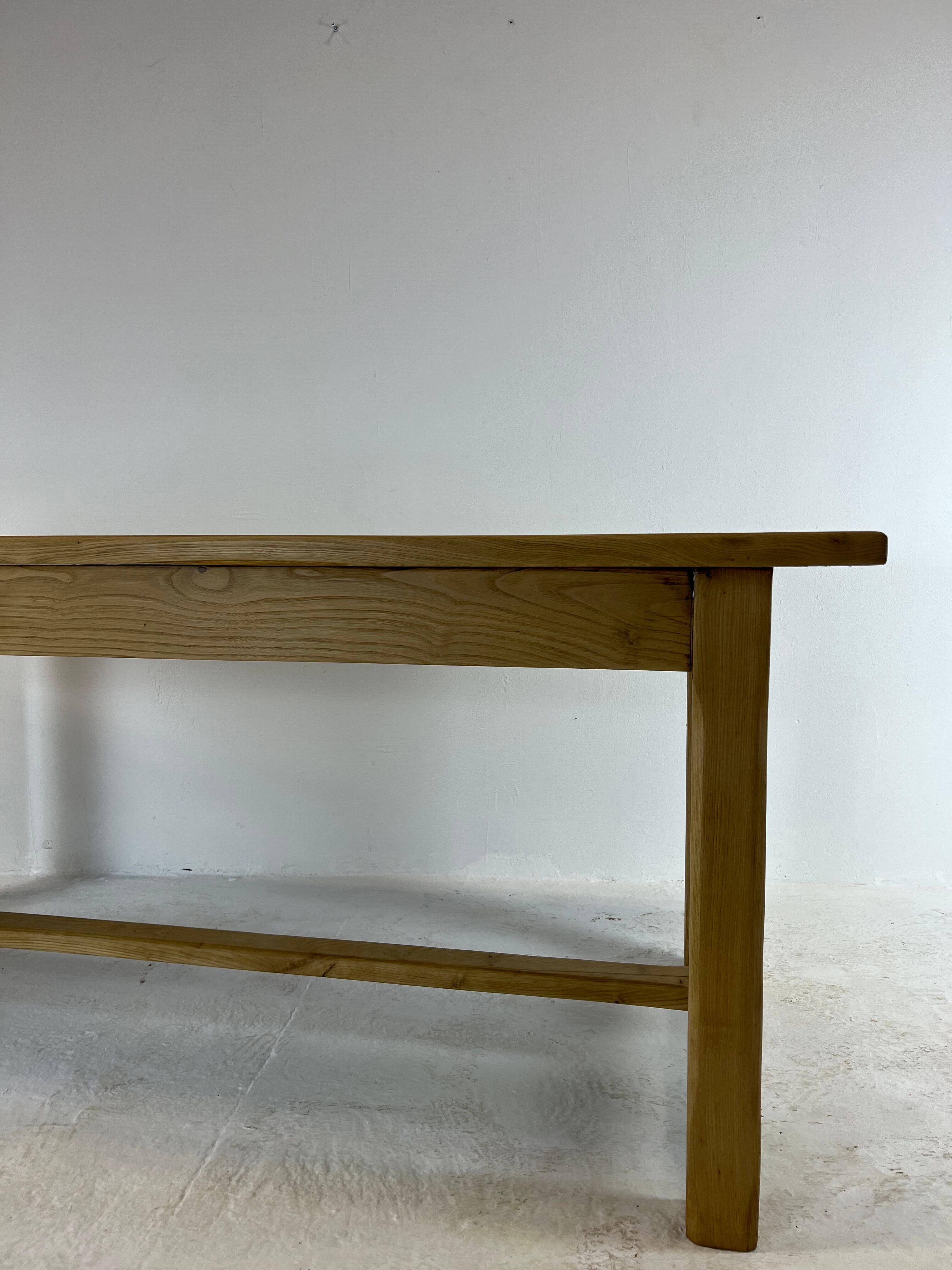 Oak farmhouse table, black top