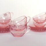 6 arcoroc pink glass coffee cups