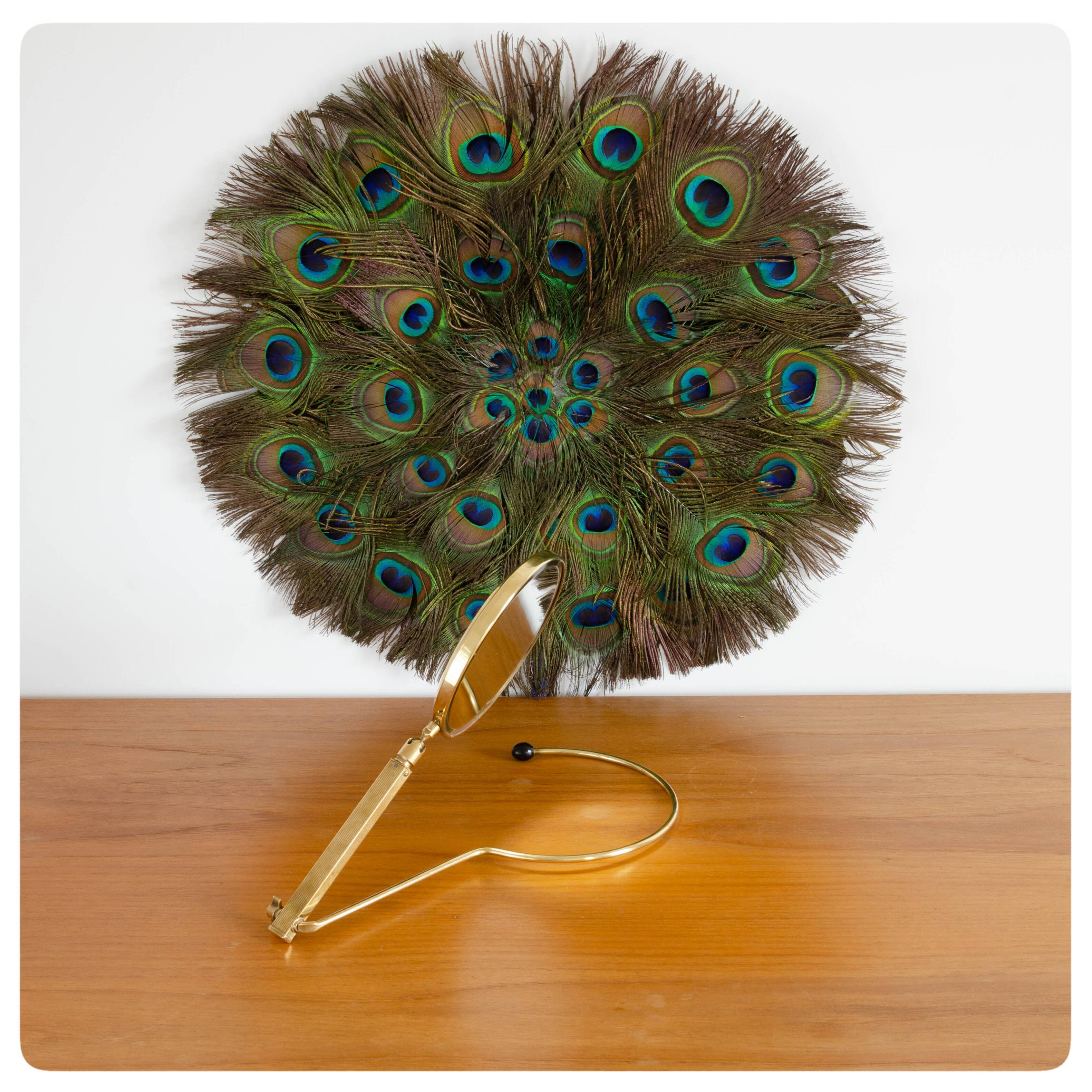 Old brass double sided mirror, France, Circa 1950