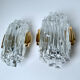 Pair of vintage wall lamps, glass and bronze gilded with fine gold