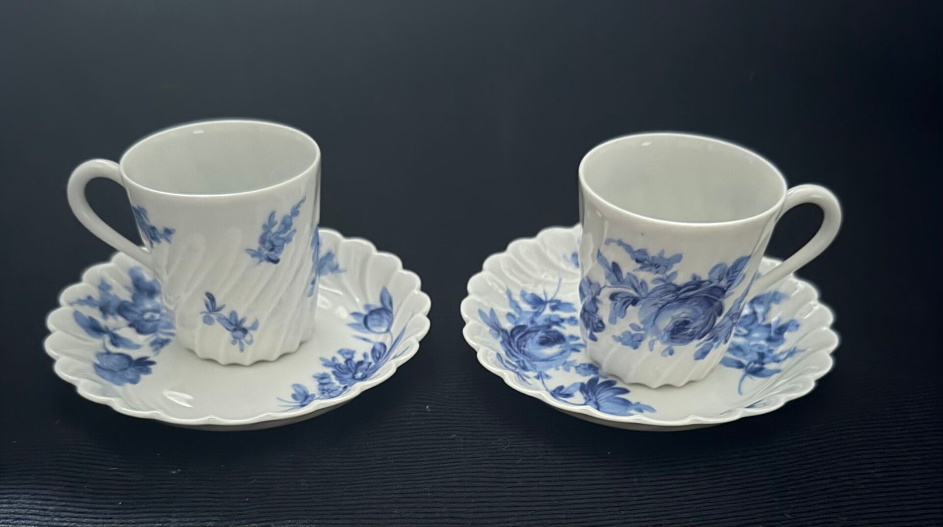 Blue floral cup and saucer by Haviland.