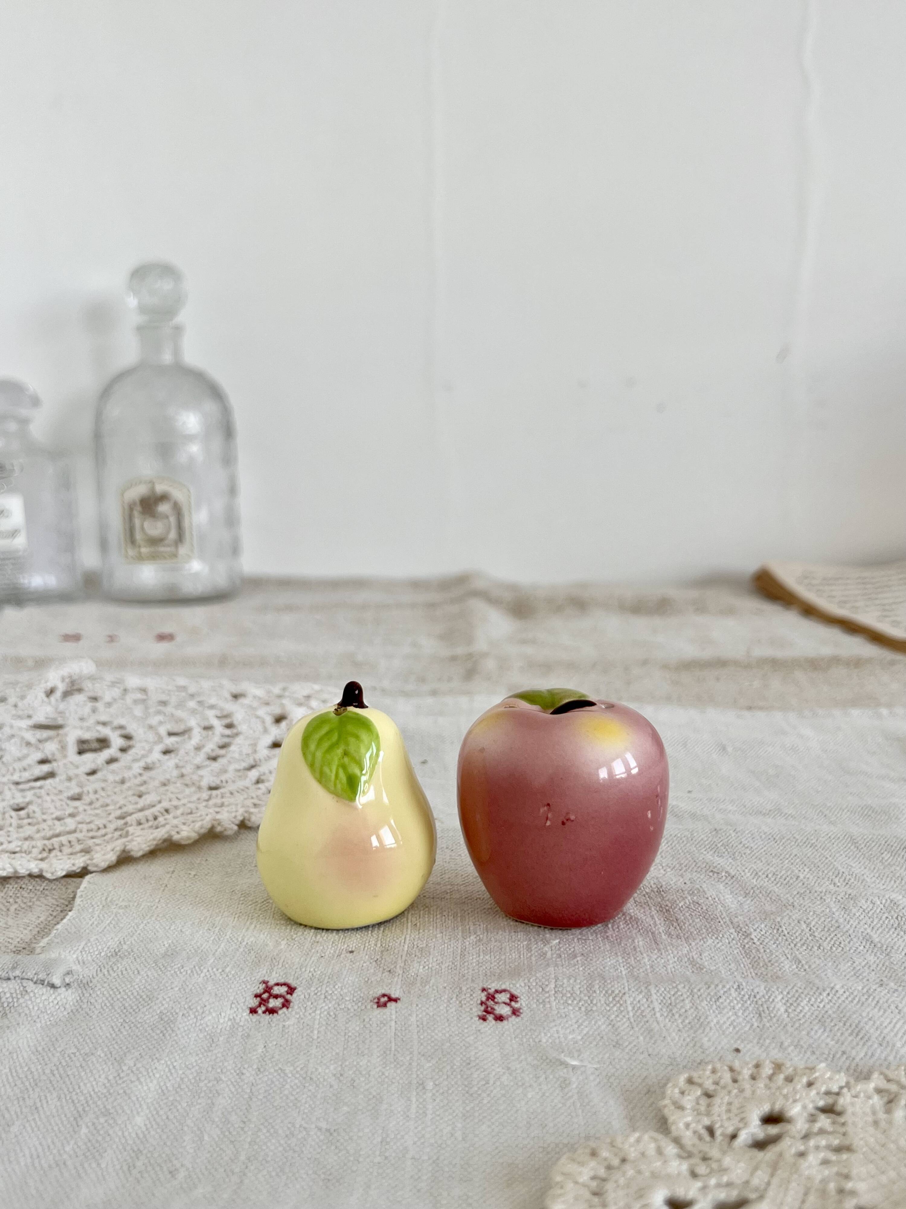 Vintage ceramic salt and pepper shaker and fruit slip