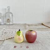 Vintage ceramic salt and pepper shaker and fruit slip