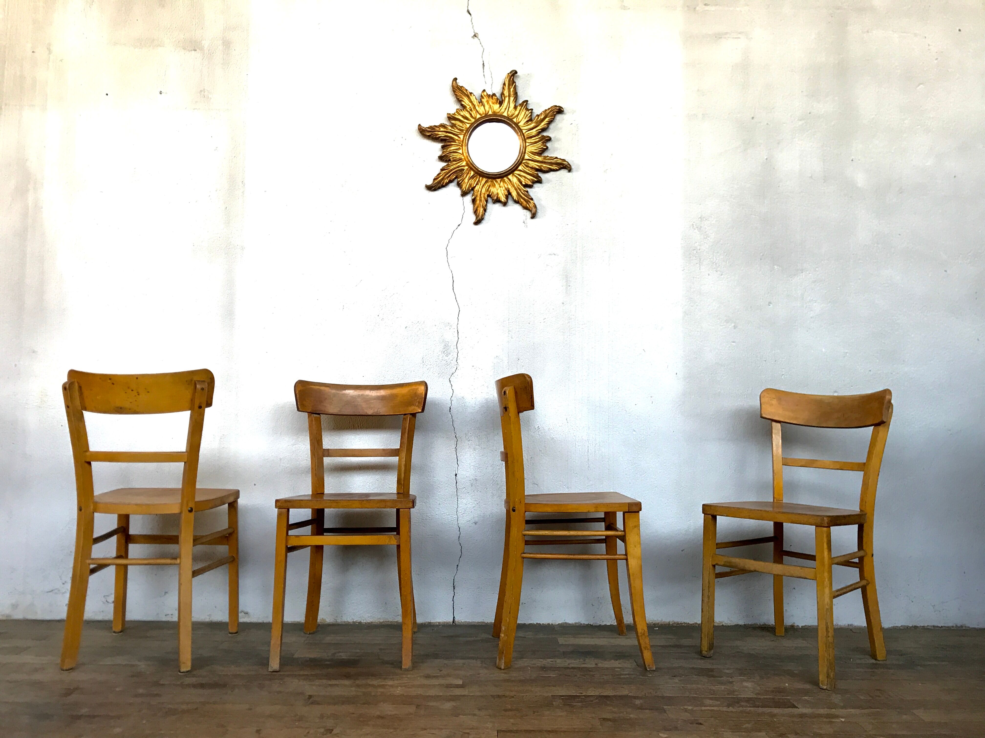 Série 4 chaises en bois troquet bistrot brasserie vintage 1950