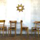 Series 4 wooden chairs troquet bistro vintage brewery 1950