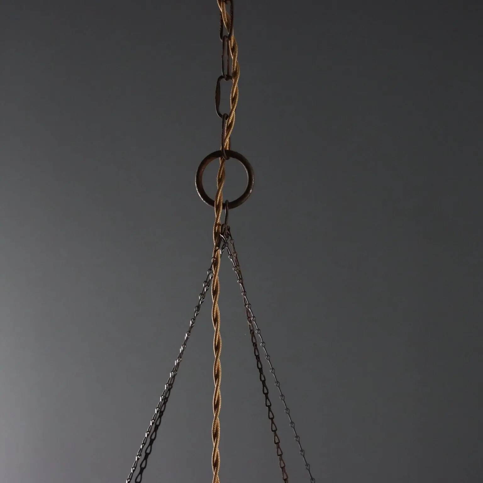 Suspension ancienne en métal et verre, Italie, XXe siècle