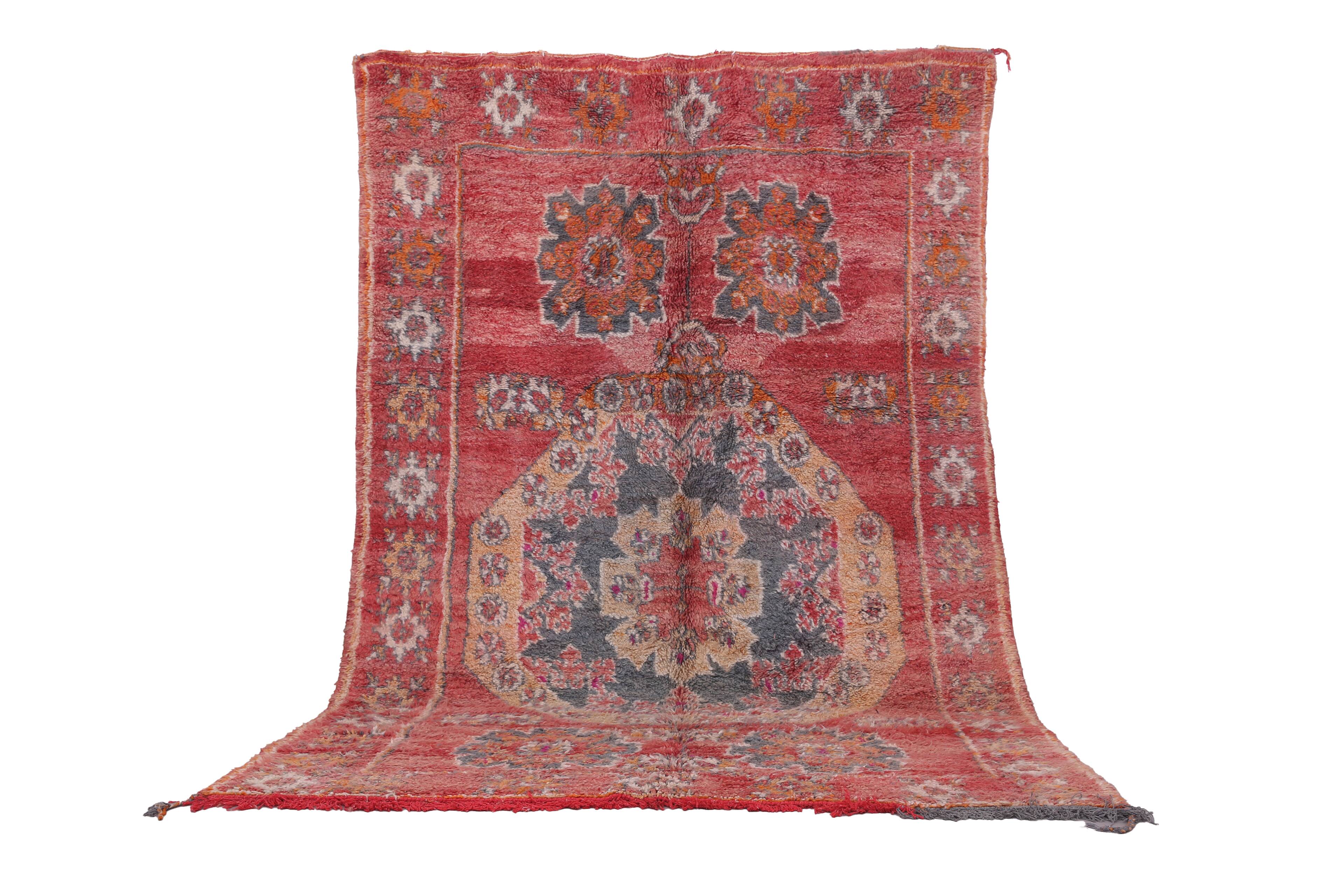 Vintage Moroccan Rug 200 x 306 cm, Berber Wool Rug, Handmade Bohemian Rug