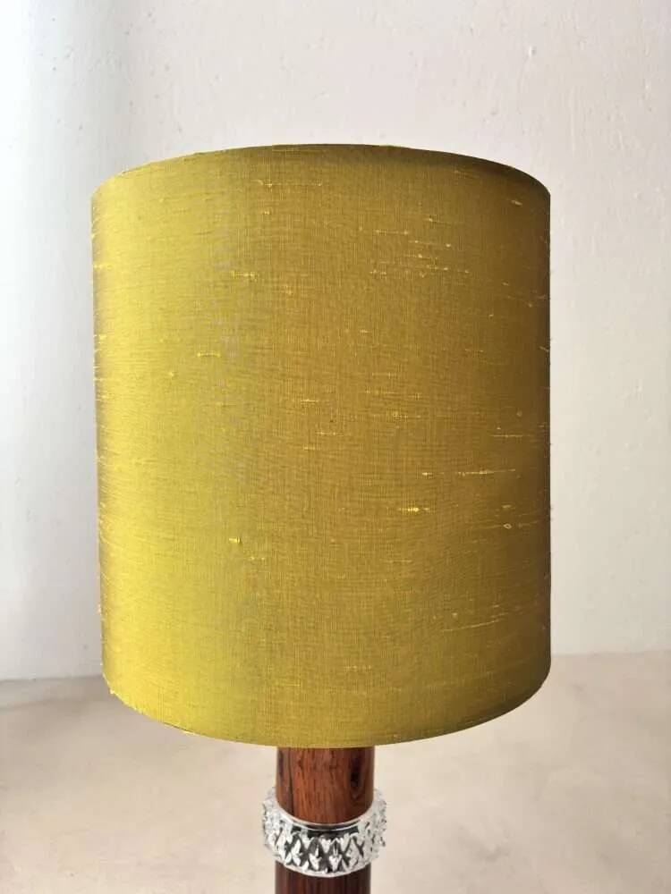 Vintage table lamp rosewood crystal glass 1960s Fagerlund