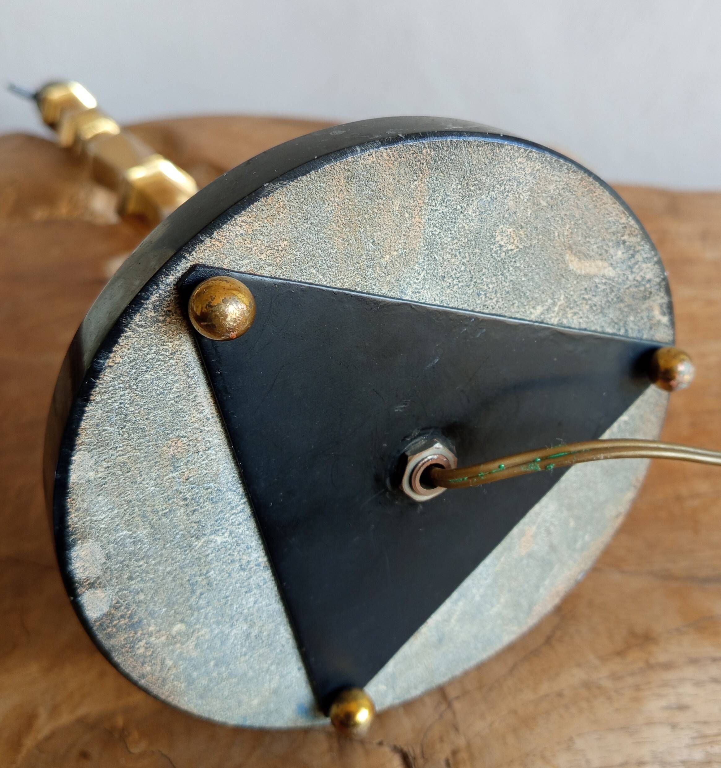 Lampe vintage marbre noir et laiton 1960