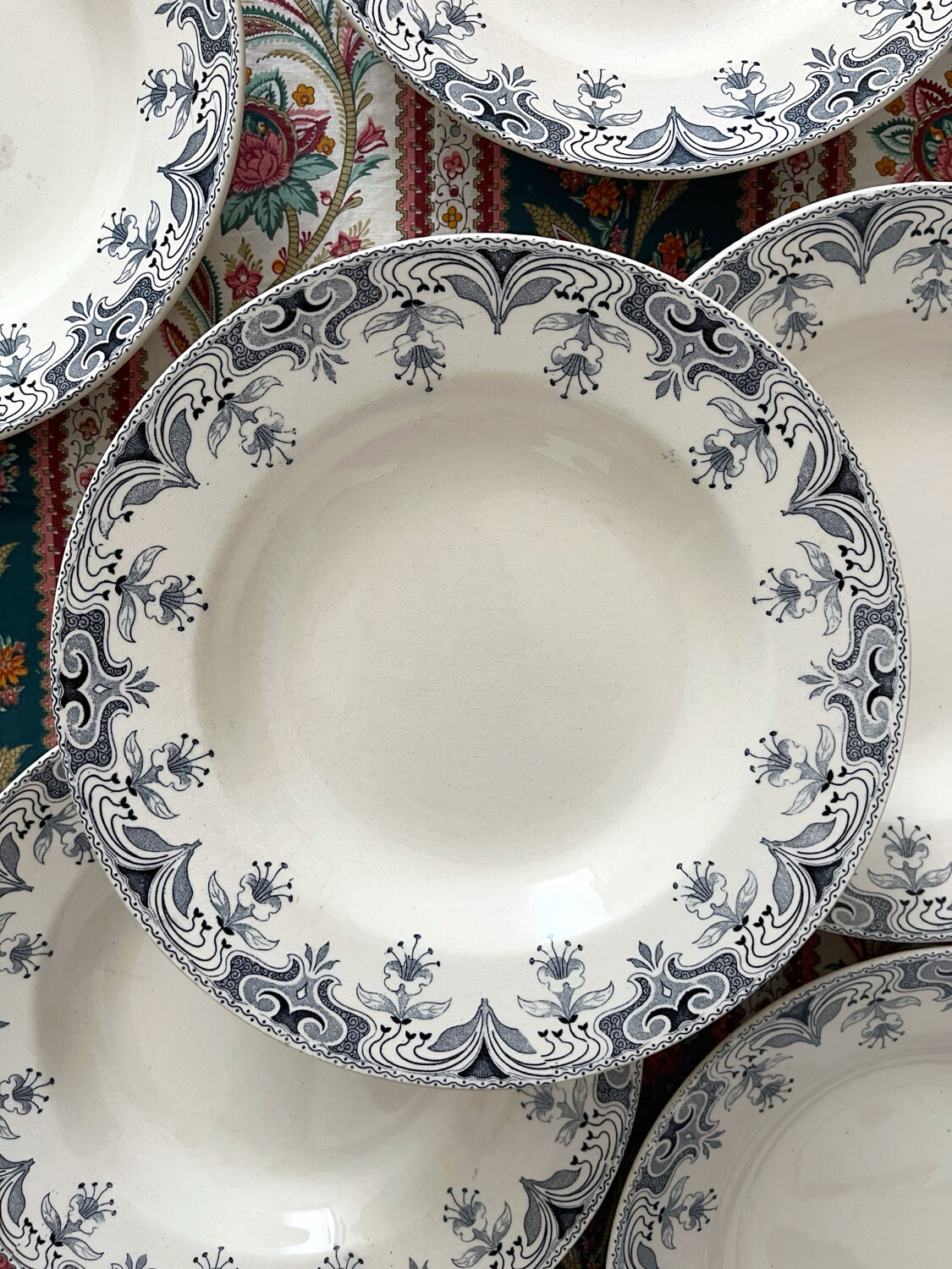 6 deep plates made of ironstone Bourgeois Grand Dépôt Art Nouveau
