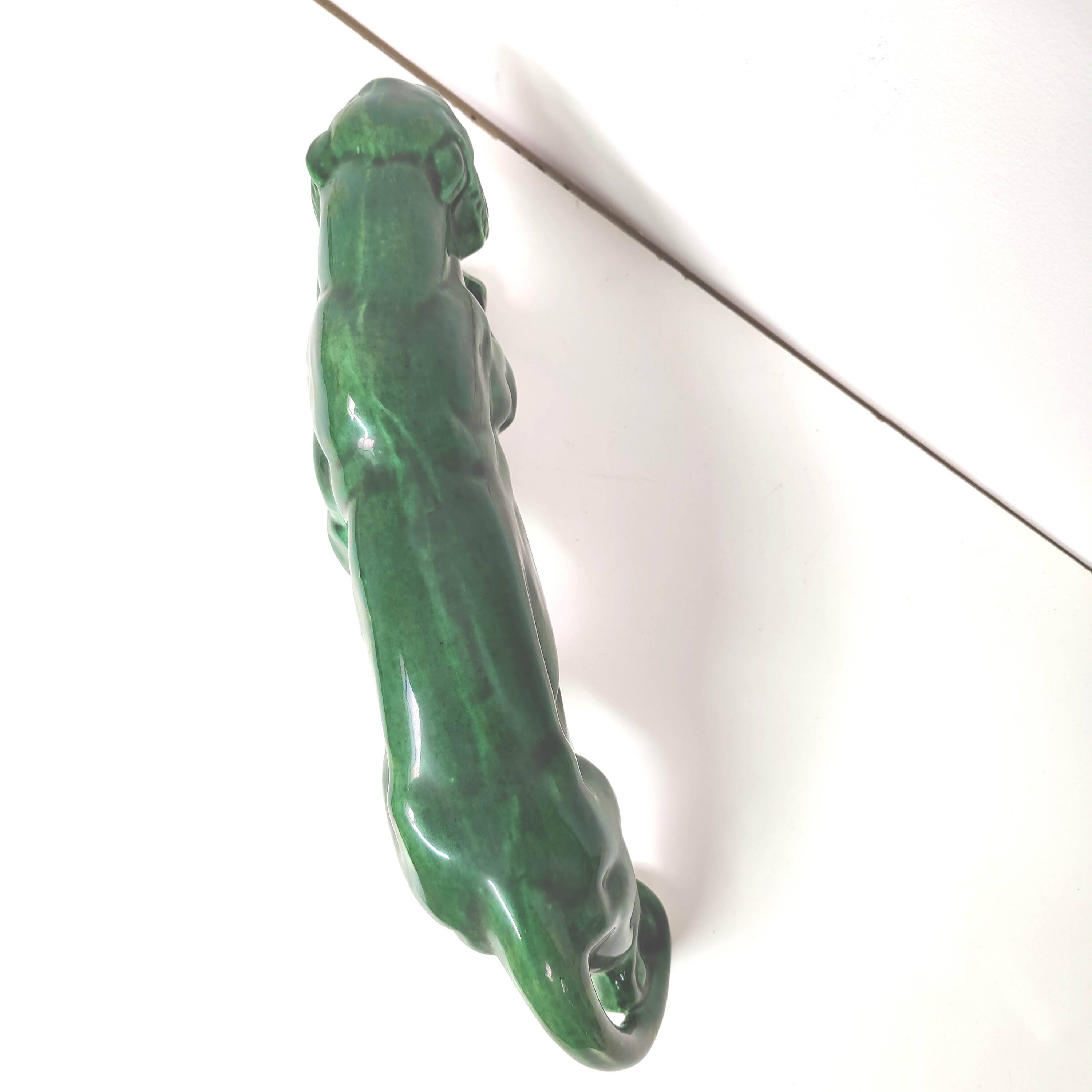Panther green earthenware Art Deco 1930