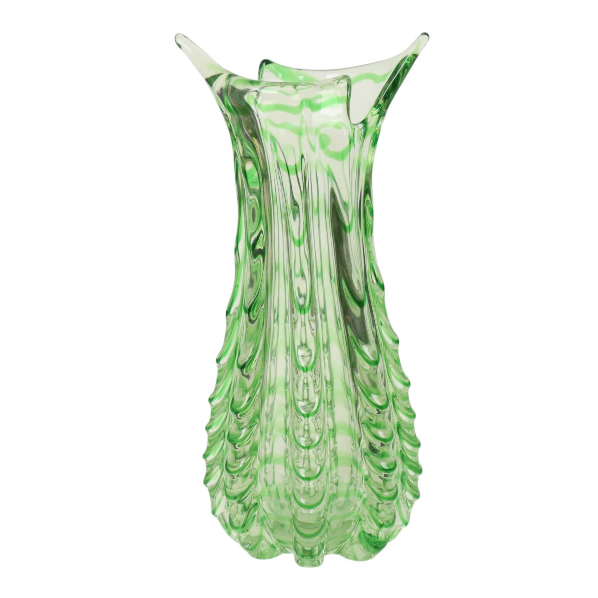Large Green Glass Vase Murano Dino Martens Style 1960s