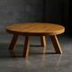 Brutalist Round Coffee Table in Solid Wood, France, 1960s