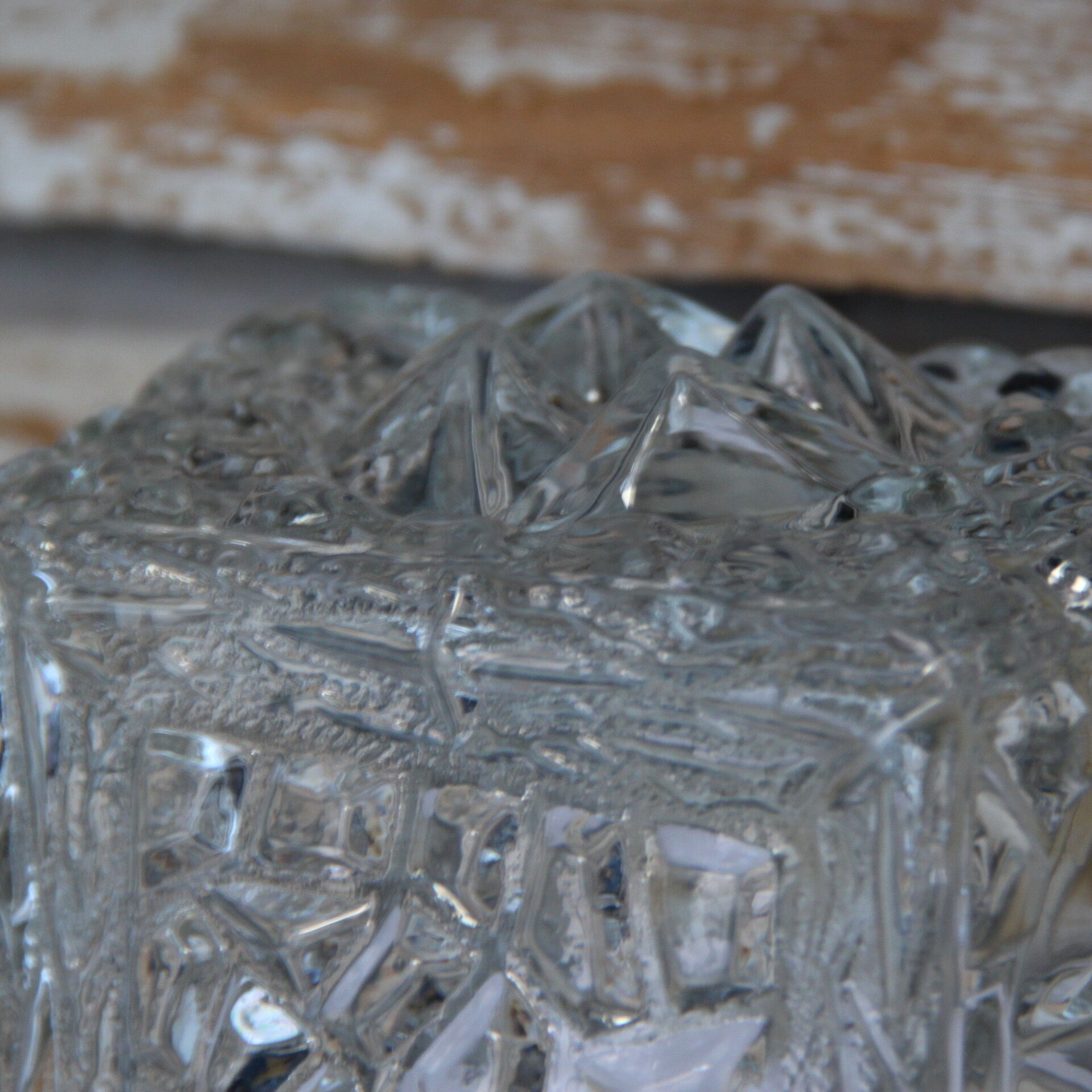 Rectangular wall, old thick glass ceiling, vintage